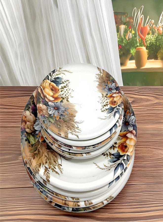 Inpro Serve Up Style with Our Melamine Round Dinner Plate Set of 12 (6 Full & 6 Half)- Perfect for Snacks and Dinner Parties! - Image 4